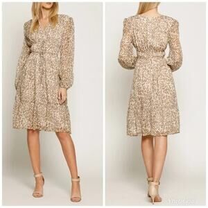 WALTER BAKER  Faber Tie-Detailed Leopard-Print Metallic Georgette Dress Size 2